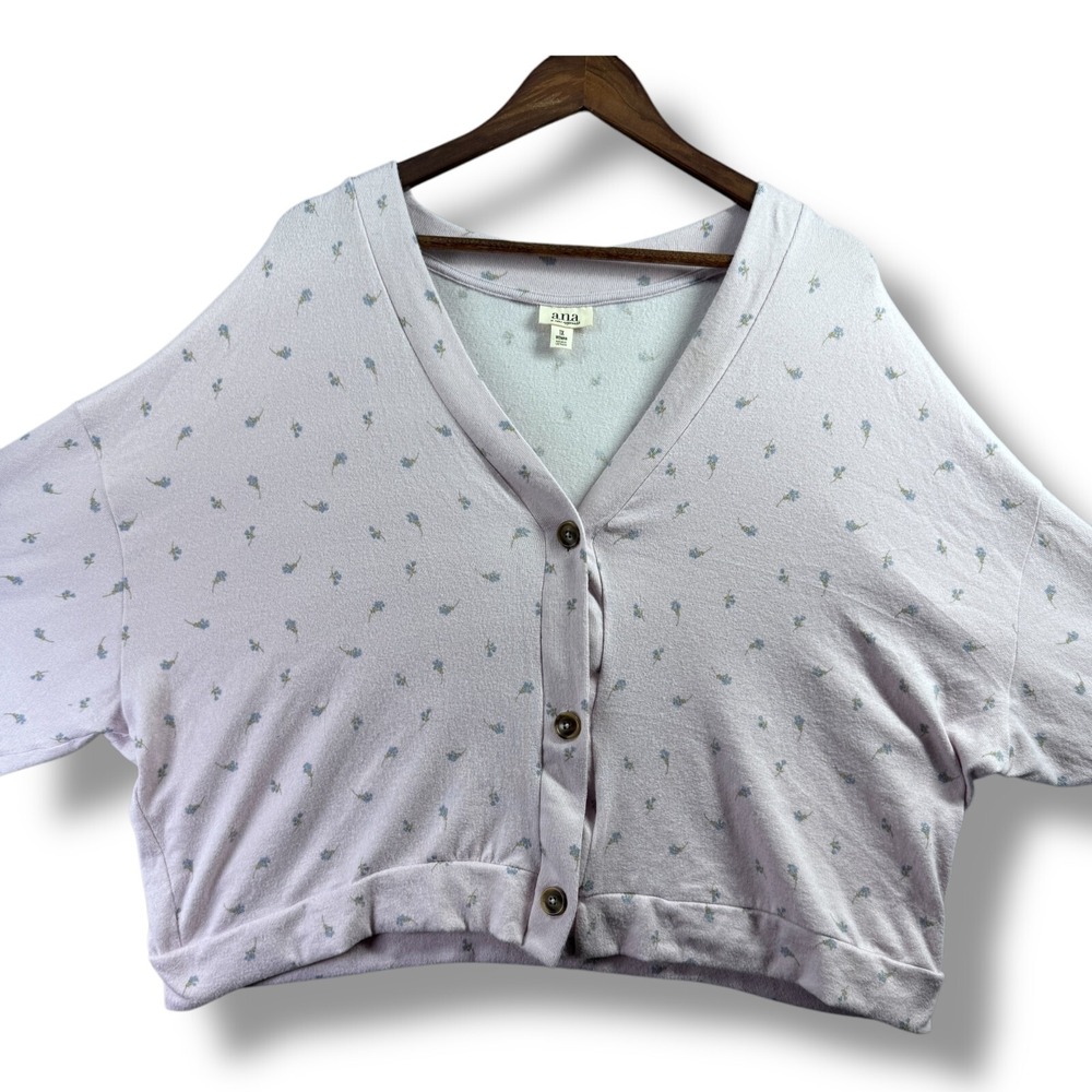 a.n.a. Women 1X Light Pink Floral Ditsy Long Sleeve V-Neck Cardigan Sweater SP22